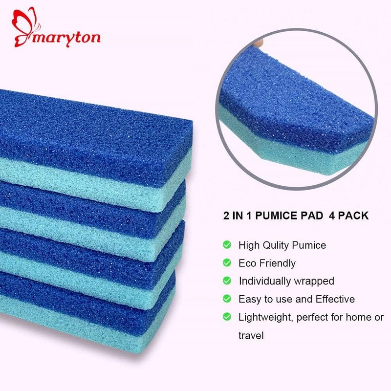 Maryton Pumice Stone for Feet - Callus Remover & Scrubber | Pack of 4, Blue