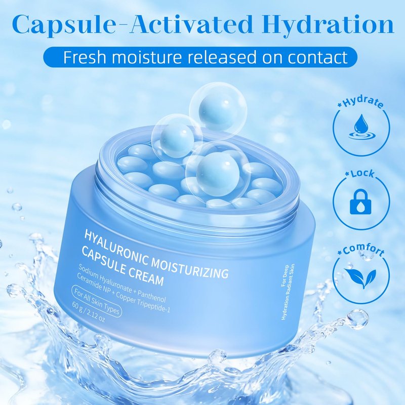 FIUMOT Hyaluronic Capsule Cream | Long-Lasting Hydration, Barrier Support & Daily Moisture Care for All Skin Types | Panthenol & Ceramides 2.12 oz
