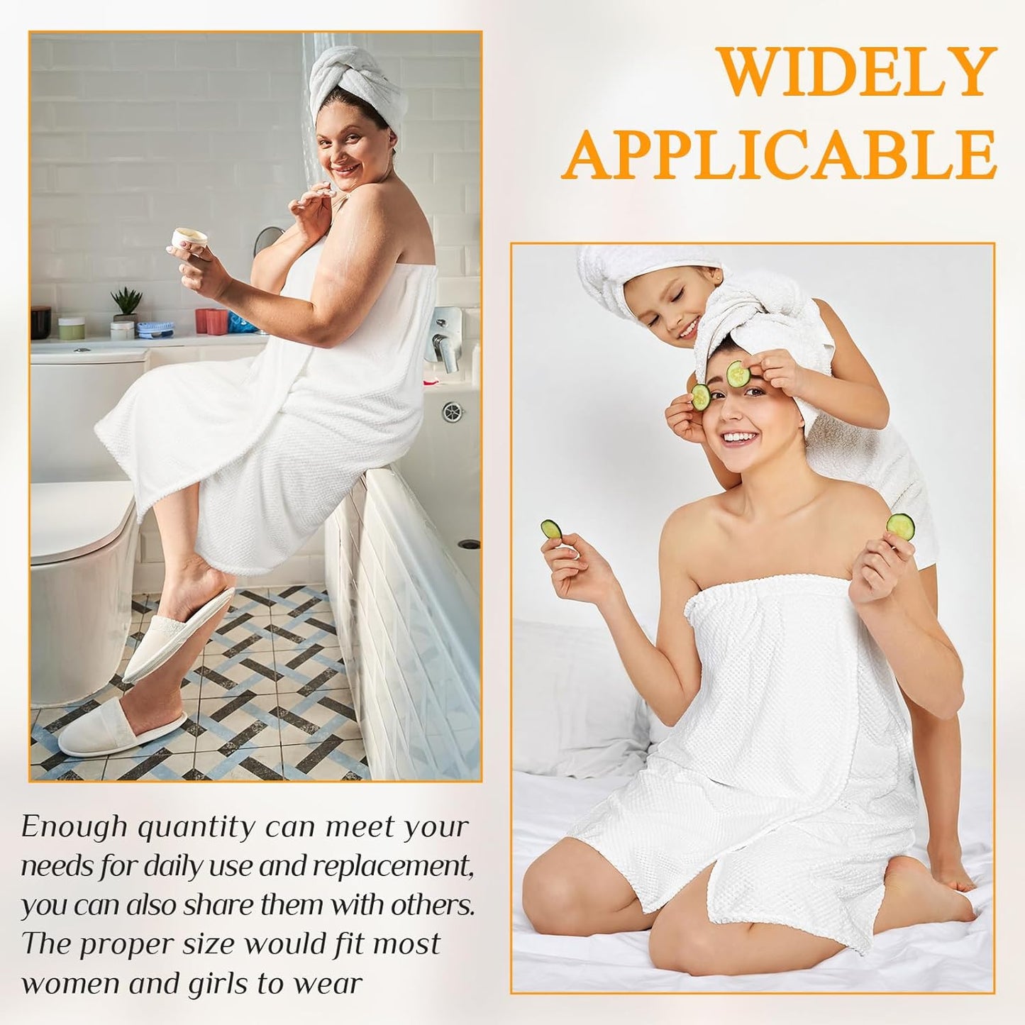 Towel Wrap for Women - Adjustable Waffle Spa Robe | Lightweight Bath & Shower Wrap (4 Pcs)