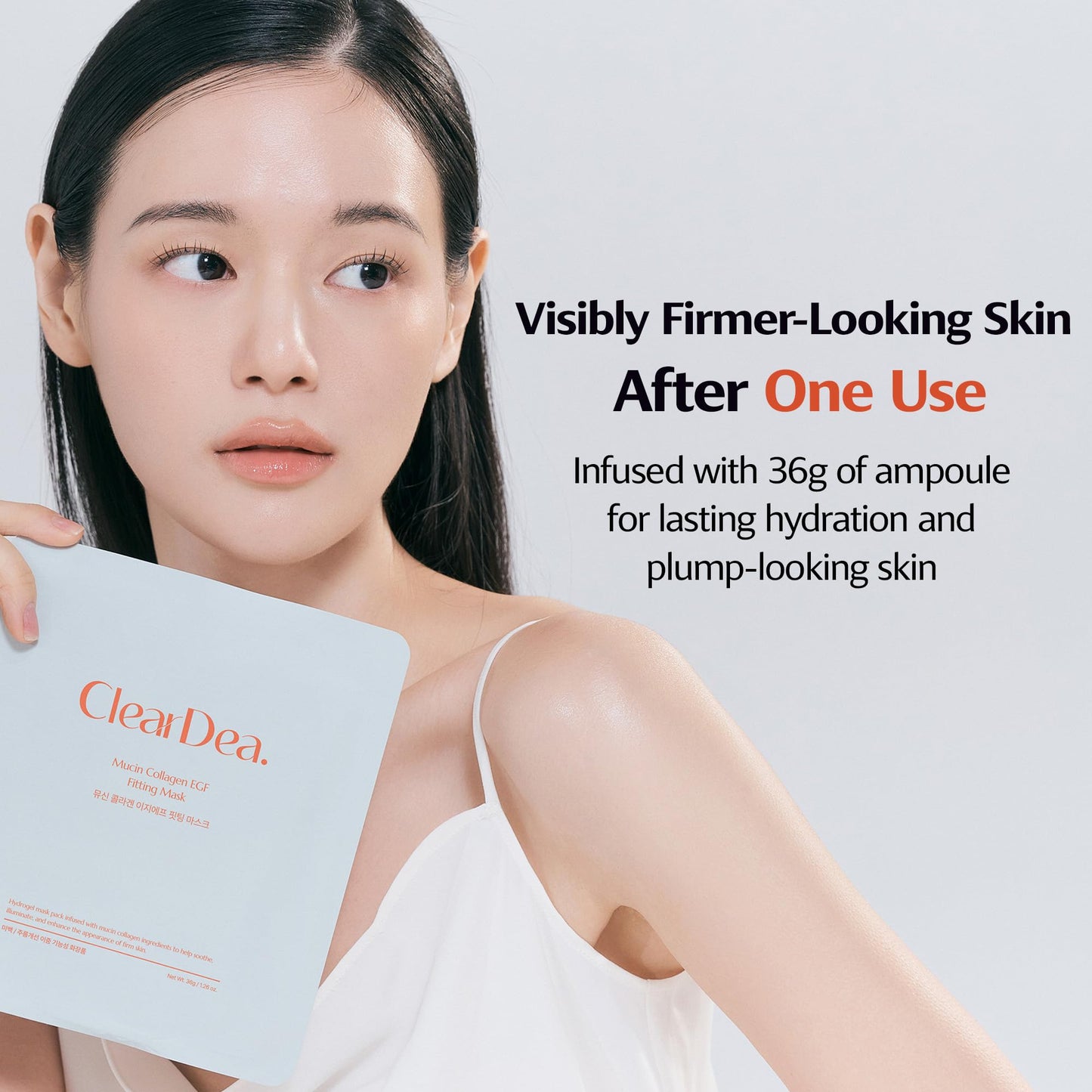 ClearDea Mucin Collagen Peptide Hydrogel Mask (Plant Mucin & 7-Collagen Complex) – Hydrating & Firming Facial Sheet, 5 Pack – Korean Skincare Glow Essentials