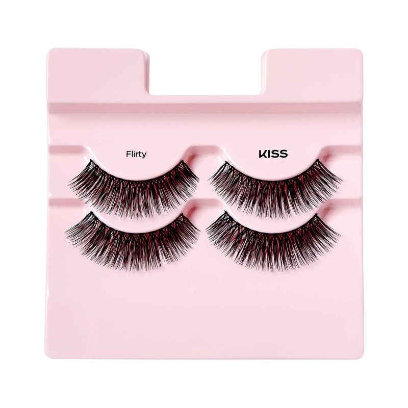 Kiss Looks So Natural False Eyelashes Double Pack, Lightweight & Comfortable, Tapered End Technology, Reusable, Cruelty-Free, Contact Lens Friendly, Style 'Flir', 4 Count (Pack of 1) Fake Eyelashes