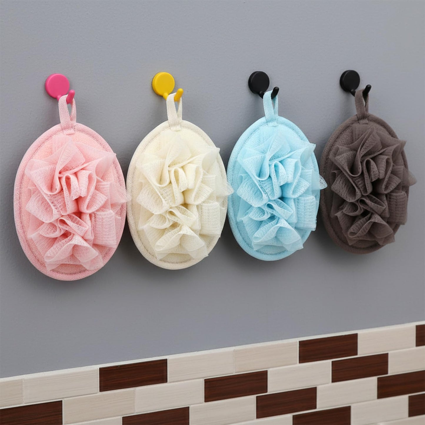 4 Pcs Larger Lightweight Travel Size Loofah, Bath Sponges Mesh Balls for Body Scrubber Exfoliator, Terry Cloth Small Mini Travel Sponges for Men Women Body Scrubber Bath Sponge