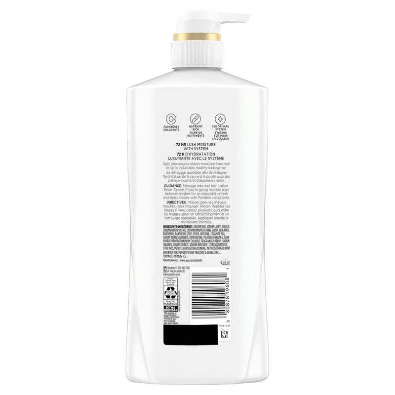 Pantene Daily Moisture Renewal Shampoo - Pro-V Nutrients for Dry, Color-Treated Hair | 27.7 Oz Each, 2-Pack + Miracle Rescue Shot (0.5 Oz)
