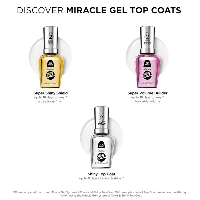 Sally Hansen Miracle Gel™ | Shiny Top Coat for Long-Lasting, Gel-Like Finish | Clear Nail Polish