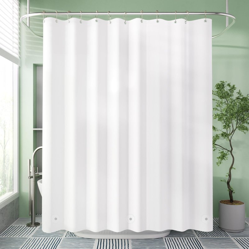 AmazerBath Shower Curtain Liner, 72x72 Plastic White Shower Curtain Liner, Cute Waterproof PEVA Shower Curtains, Lightweight Shower Curtains for Bathroom with Magnets and 12 Grommet Holes