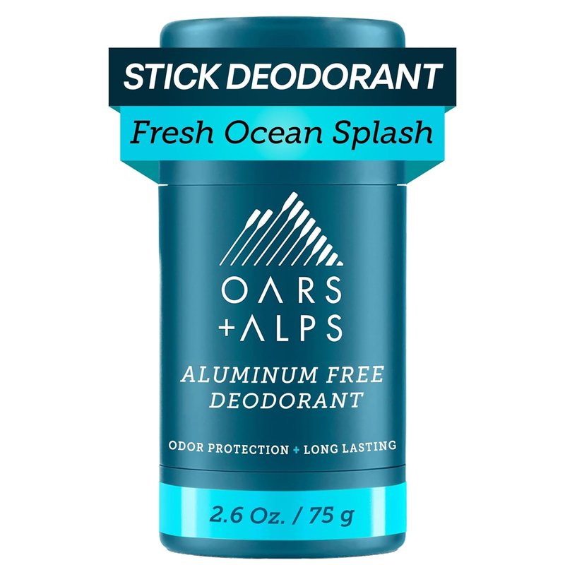 Oars + Alps Aluminum-Free Deodorant for Men - Long-Lasting Odor Protection, Fresh Ocean Splash, 2.6oz