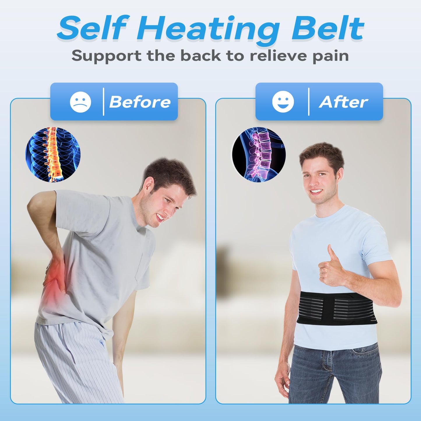 KkaFFe Back Support with Magnet, Tourmaline Magnetic Back Braces for Lower Back Pain Relief, Self Heating & Soothing Waist Band, Lumbar Support Belt for Herniated Disc/Sciatica(Medium)