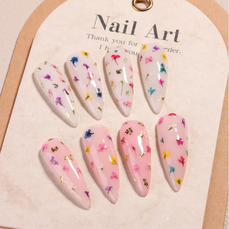 Fcozpjk Dried Flowers Gel Nail Polish, 4 Colors Flower Gel Nail Polish Soak Off UV/LED Nail Polish Spring Summer Floral Nail Design Translucent Jelly Gel Nail Polish Kit Home Manicure