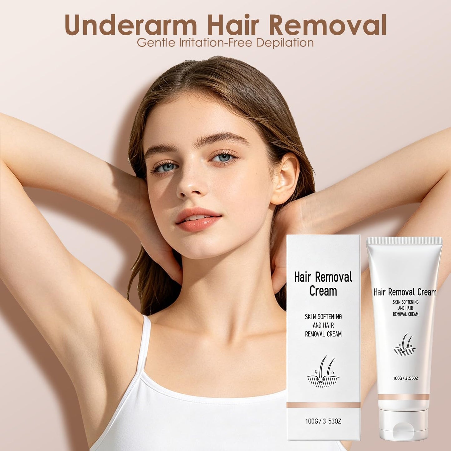 Body Hair Removal Cream for Women - Fast 5-10 Min Painless Depilatory Cream for Sensitive Skin, Moisturizing with Olive & Avocado Oil, Gentle for Underarm Leg Bikini Full Body Hair Removal 3.53oz.
