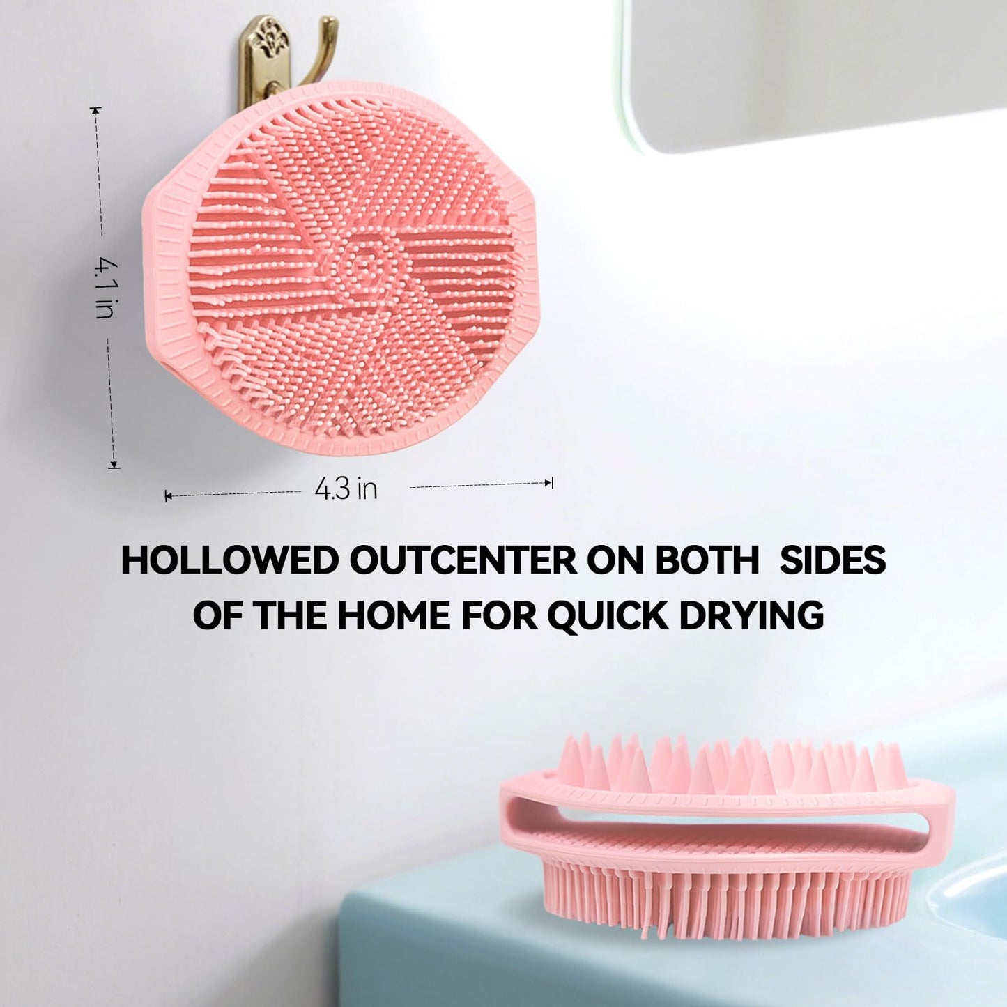 OTHIX Dual-Sided Silicone Body Scrubber -Silicone Loofah 2 in 1 Body Scrubber Exfoliator ＆ Scalp Massager for Shower, All Skin Type, Lather Well, Easy to Clean, 1pc (Pink)
