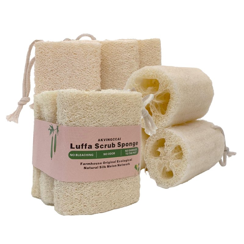 Natural Shower Loofah Sponge Set 3 Pack,Exfoliating Body Scrubbers,Organic Shower Loofahs for Body Daily Skin Back and Face Care Bath