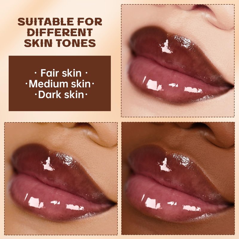HOSAILY Lip Liner Gloss Set, Dark Brown Plumping Lip Liner Lip Pencil Moisturizing Lightweight Lip Gloss Lip Combo, High Shine Glossy Lip Tint Lip Stain Makeup Long Lasting Lip Contour for Women