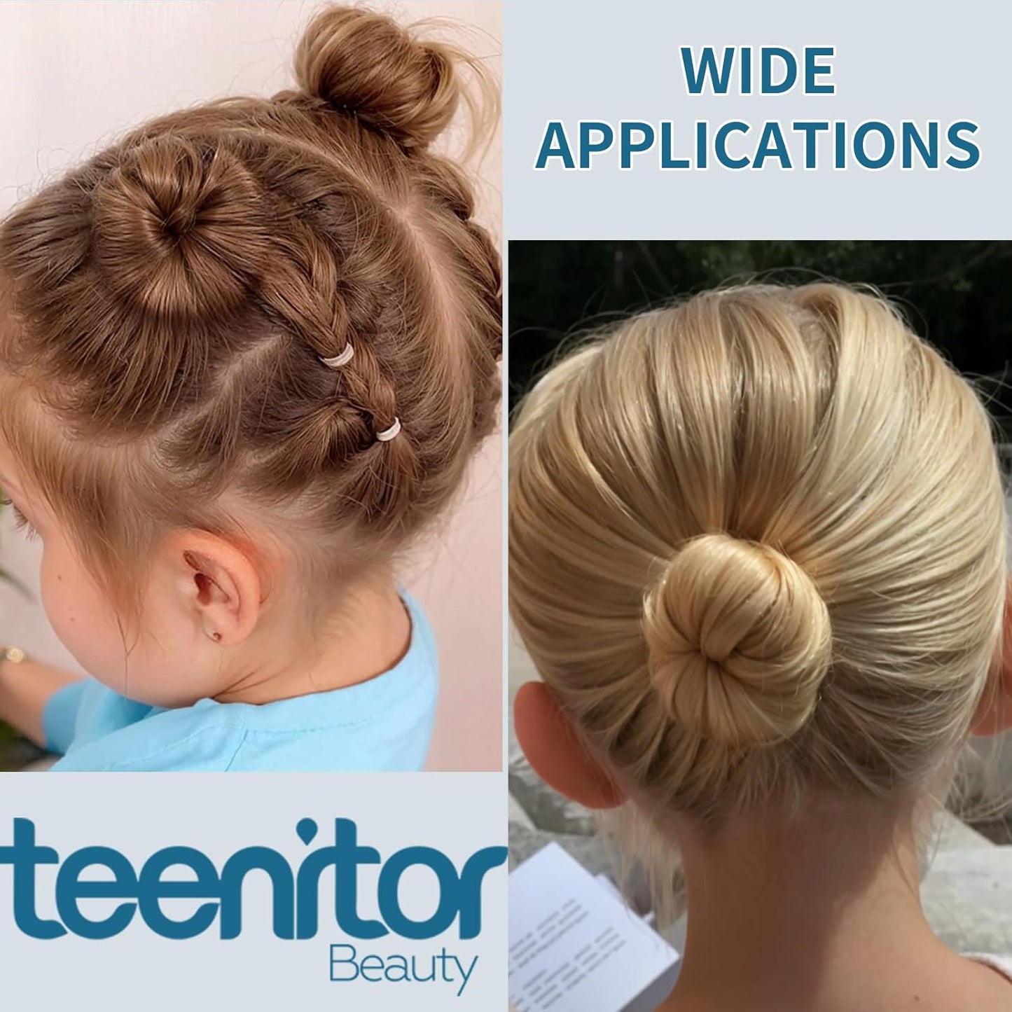 Teenitor Hair Bun Maker Set - Small Donut Style in 4 Colors with 5 Elastic Bands & 20 Hair Pins