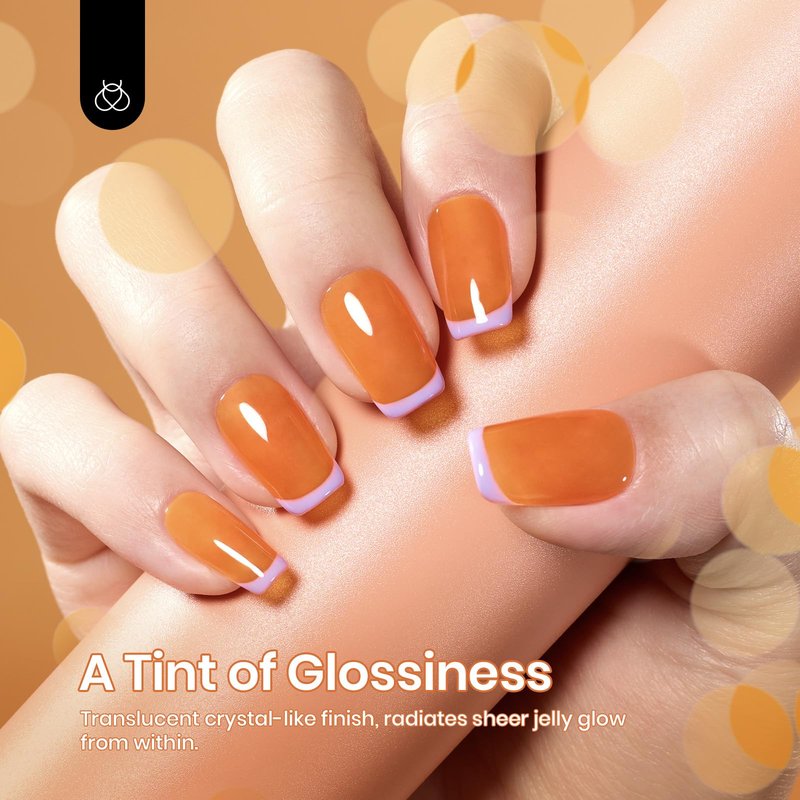 Beetles Orange Gel Nail Polish, 15ML Summer Jelly Gel Polish Sheer Translucent Effect Gel Soak Off UV Orange Burst Series French Nail Art Manicure Gift for Women