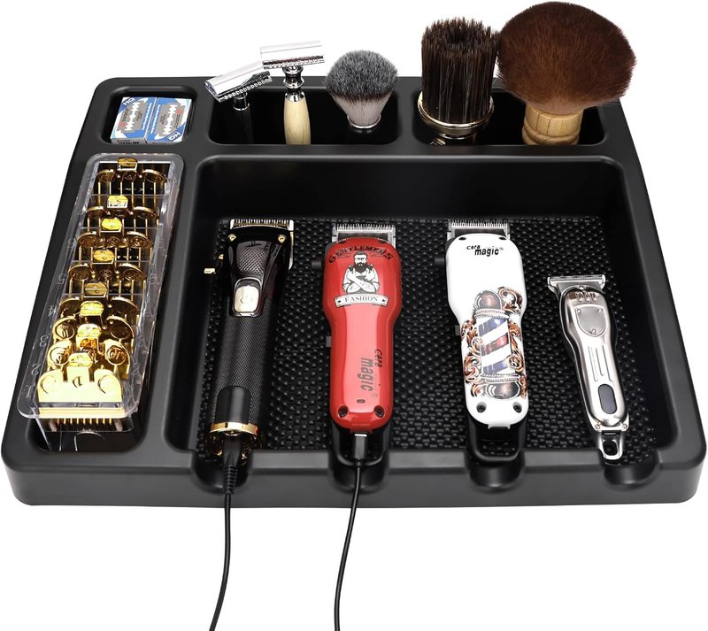 Barber Organizer Station - Large 16 x 12.5 Tray for Clippers, Guards & Hair Tools | Salon & Barbershop Essential