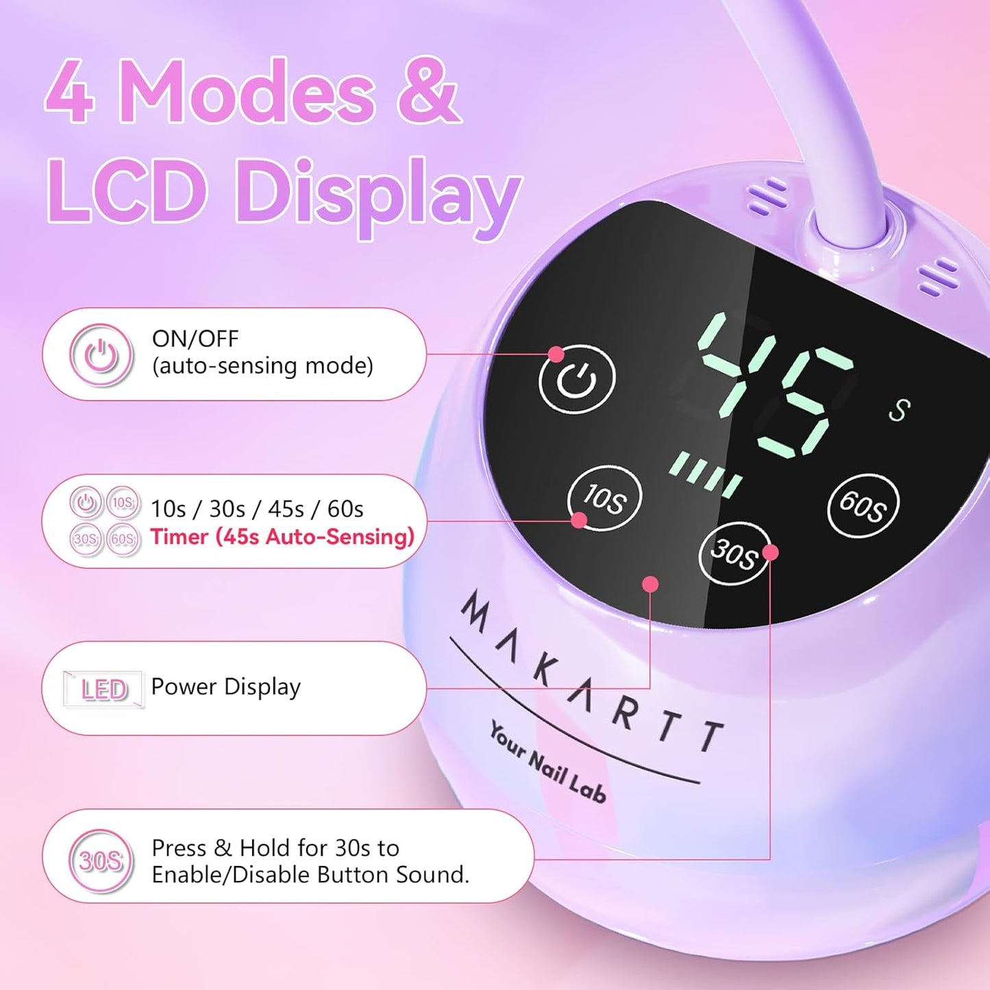 UV LED Nail Lamp - Cordless Gooseneck Light for Gel Nails | Fast Curing with Auto Sensor (Glazed Purple)