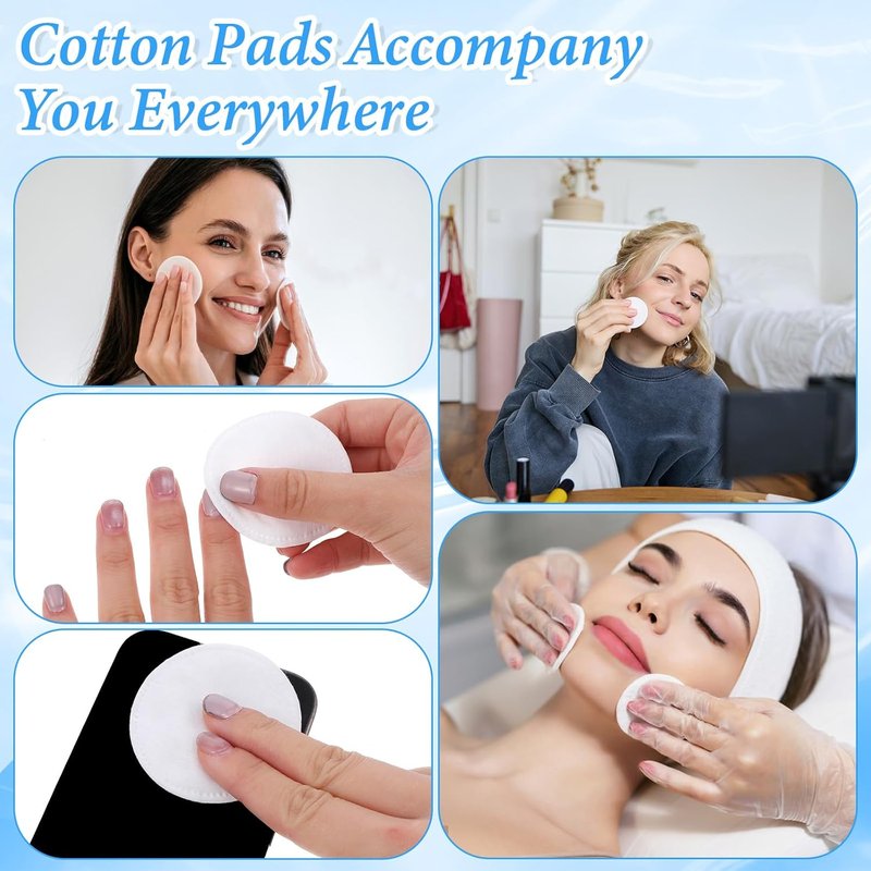 2000 Pcs Cotton Rounds by Premium - Soft Exfoliating Facial Pads for Makeup Removal | Double-Sided Toner Applicators