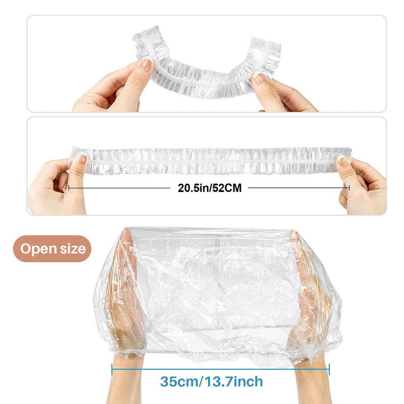 MAQIHAN 100 Disposable Shower Caps Large - Thickened Plastic Hair Caps for Deep Conditioning Shower Cap Reusable Waterproof for Women Men Hair Treatment Bath Cap for Long Hair Travel Essentials