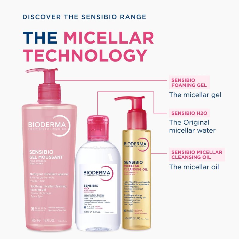 Bioderma Sensibio Micellar Cleansing Oil, 1st Ecobiological Micellar Formula Gentle Face Cleanser That Deeply Cleanses, Soothes & Nourishes Skin with Oil-to-Milk Texture, Fragrance-Free, 5 Fl Oz