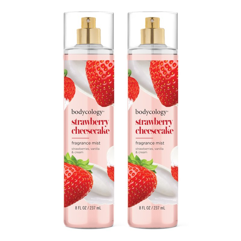 Bodycology Long-Lasting Fragrance Body Mist, Strawberry Cheesecake, 8 fl oz (Pack of 2)