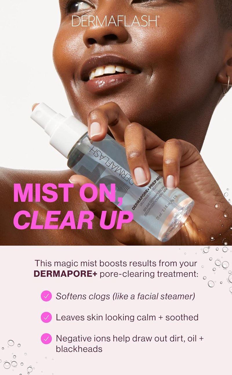 DERMAFLASH Dermapore+ Prep Face Mist - Mineral Facial Cleanser & Pore Minimizer, 30ml