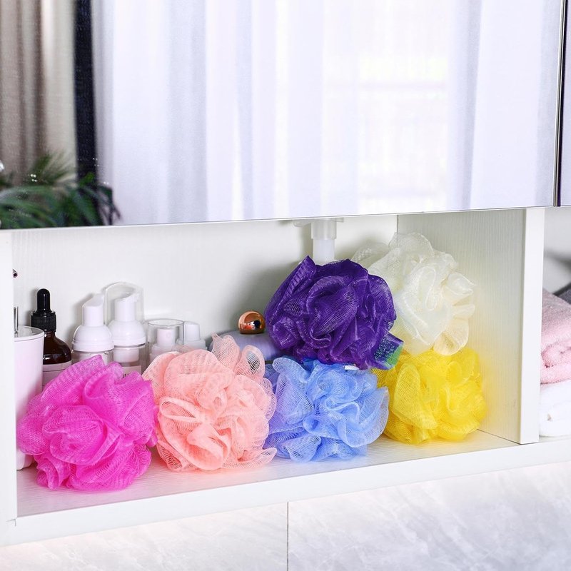 Siifert Bath Sponge Set - 50 Colorful Exfoliating Loofahs for Kids & Adults | Travel-Friendly Body Scrubber Pack