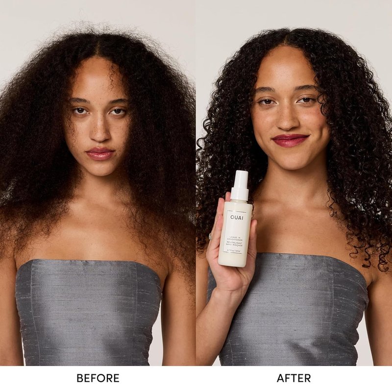 OUAI Leave In Conditioner - Detangling Spray & Heat Protectant Primer | Frizz Control, 450°F Heat Shield, 2 Count