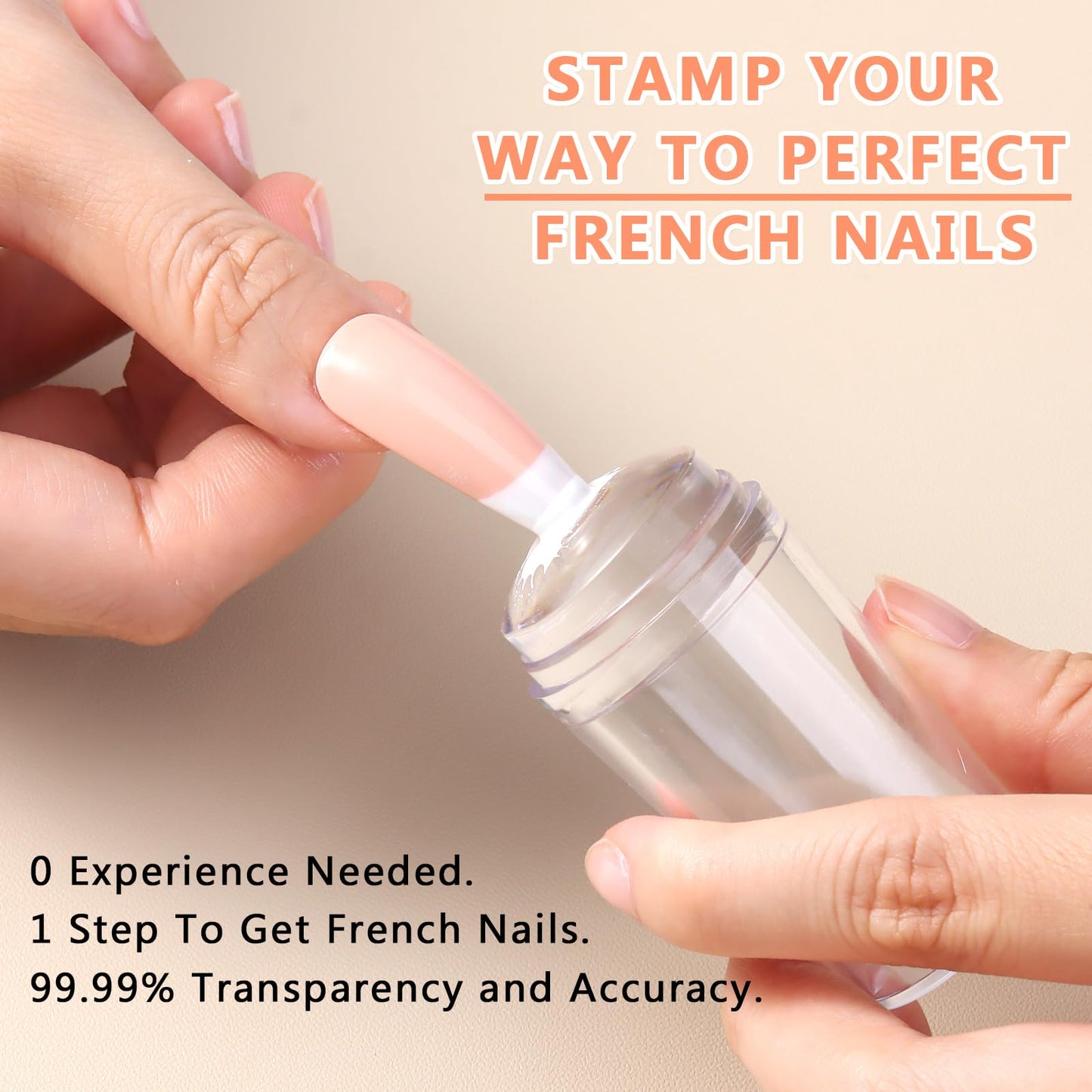 SUTOKAKA French Tip Tool- 4 Pcs Nail Stamper Kit Clear Silicone Nails Stamping Long & Short Jelly Stamper with Scrapers Nail Printing Tool for French Manicure Home DIY Nails Art Salon