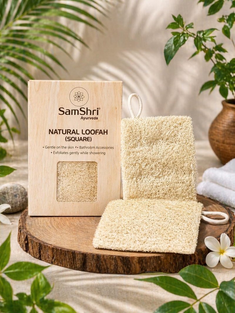 Natural Loofah | Biodegradable Exfoliating Bath Sponge - 2 Pack for Face & Body Scrubbing