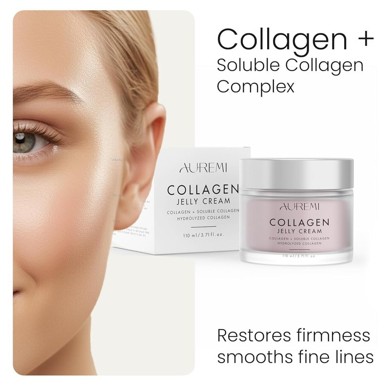 Collagen Jelly Cream – Korean Moisturizer with Hydrolyzed Collagen, Niacinamide & Panthenol – Glass Skin Hydrating Gel Cream for Face – Pore Care & Deep Hydration