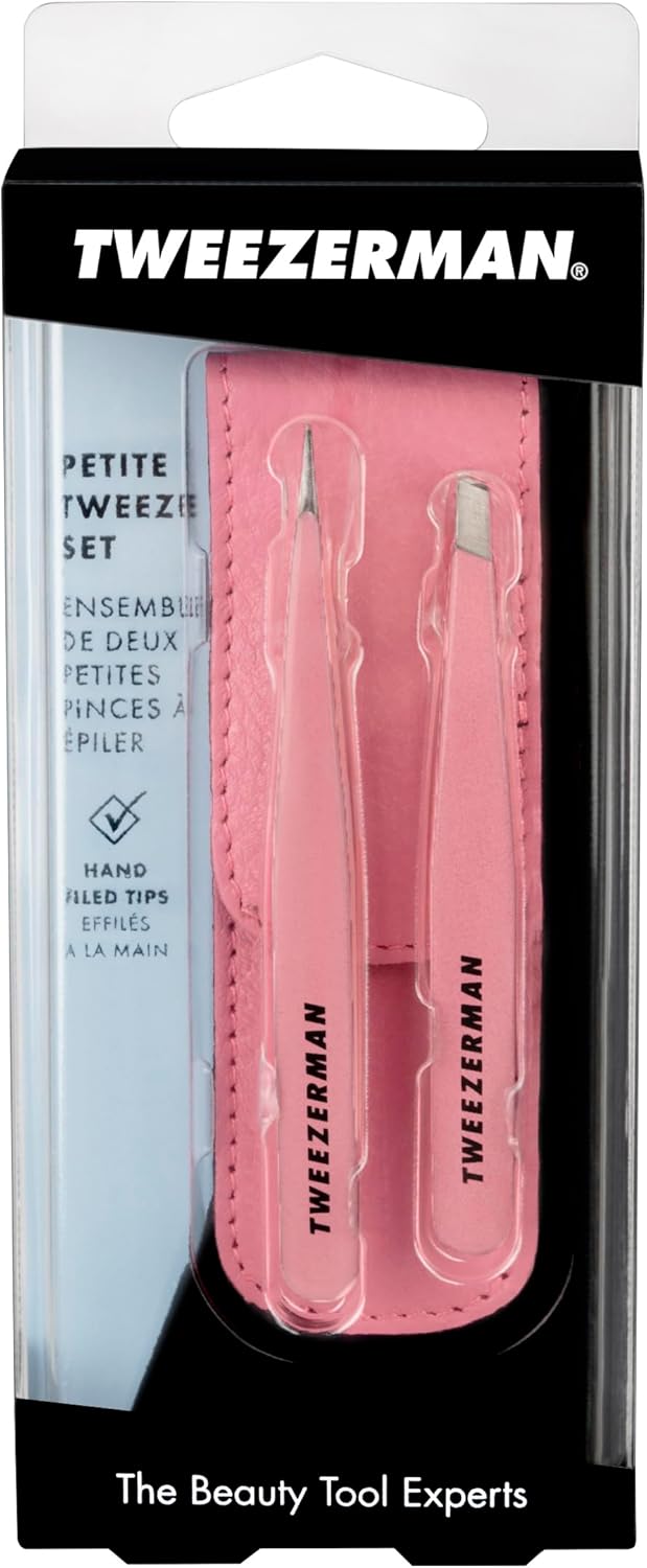 Tweezerman Tea Rose Petite Tweezer Set - Precision Tweezers for Eyebrow Shaping & Grooming