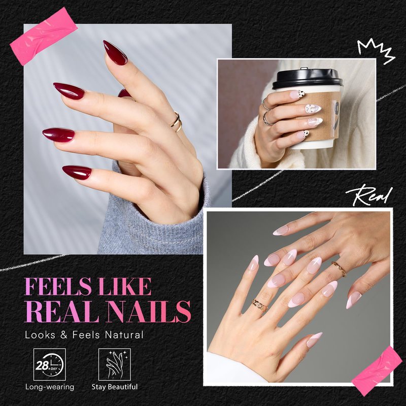 Makartt Short Almond Nail Tips: 504PCS Pre Etched Clear False Nails Tips Almond Shapes, 15 Sizes Full Cover Half Matte Soft Acrylic Press On Nail Extensions Supplies Salon and DIY at Home