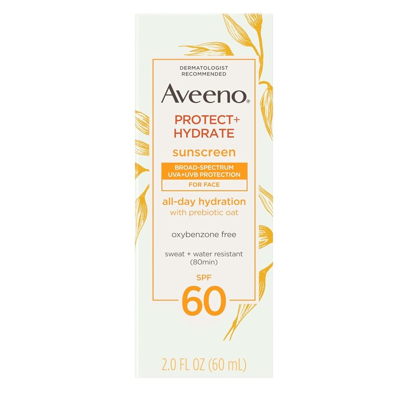 Aveeno Face Sunscreen SPF 60 - Hydrating & Water Resistant for Sensitive Skin | Travel Size 2 fl oz