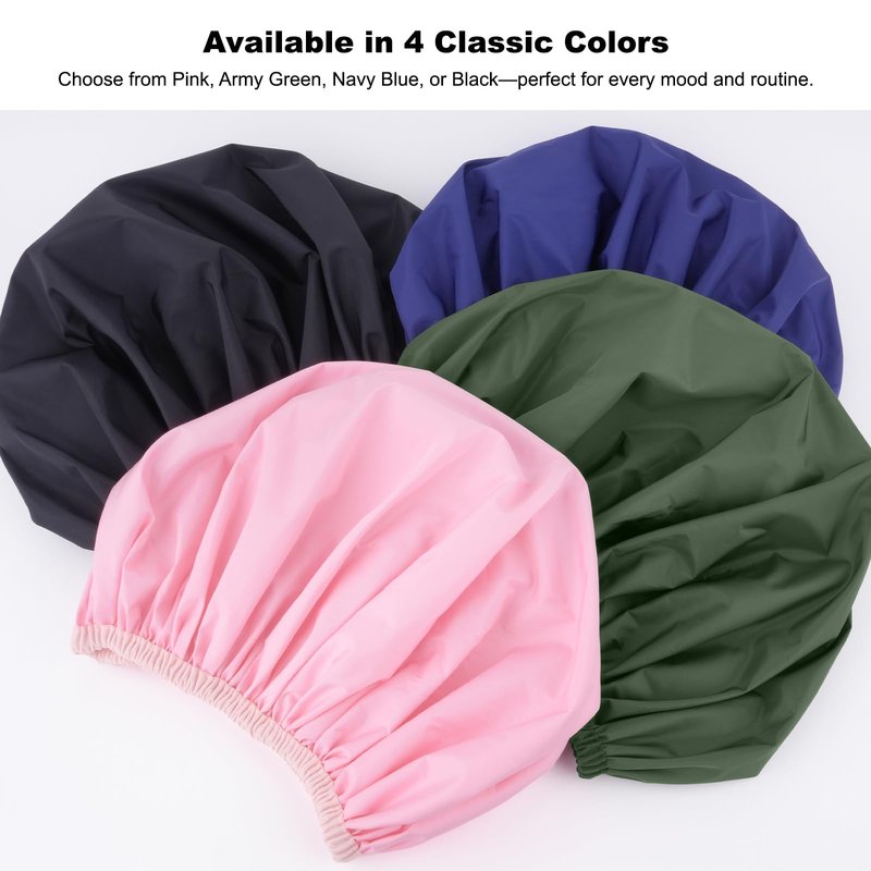 2PCS Reusable Shower Caps for Women, Waterproof Shower Bonnet with Elastic Band for Braids, Long Hair, Thick Hair