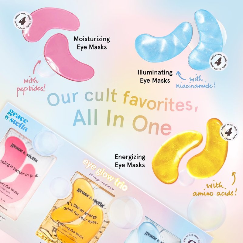 Grace & Stella Under Eye Patches | 12 Pairs of Eye Masks for Dark Circles & Puffiness - Vegan, Cruelty-Free Self-Care Gifts
