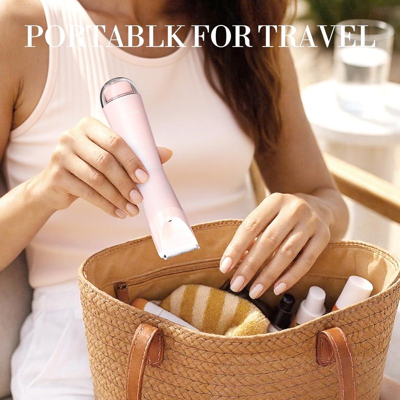 Bikini Trimmer - 2 in 1 Waterproof Electric Shaver for Women | LED Light, Gift Box Included (Rose Pink)