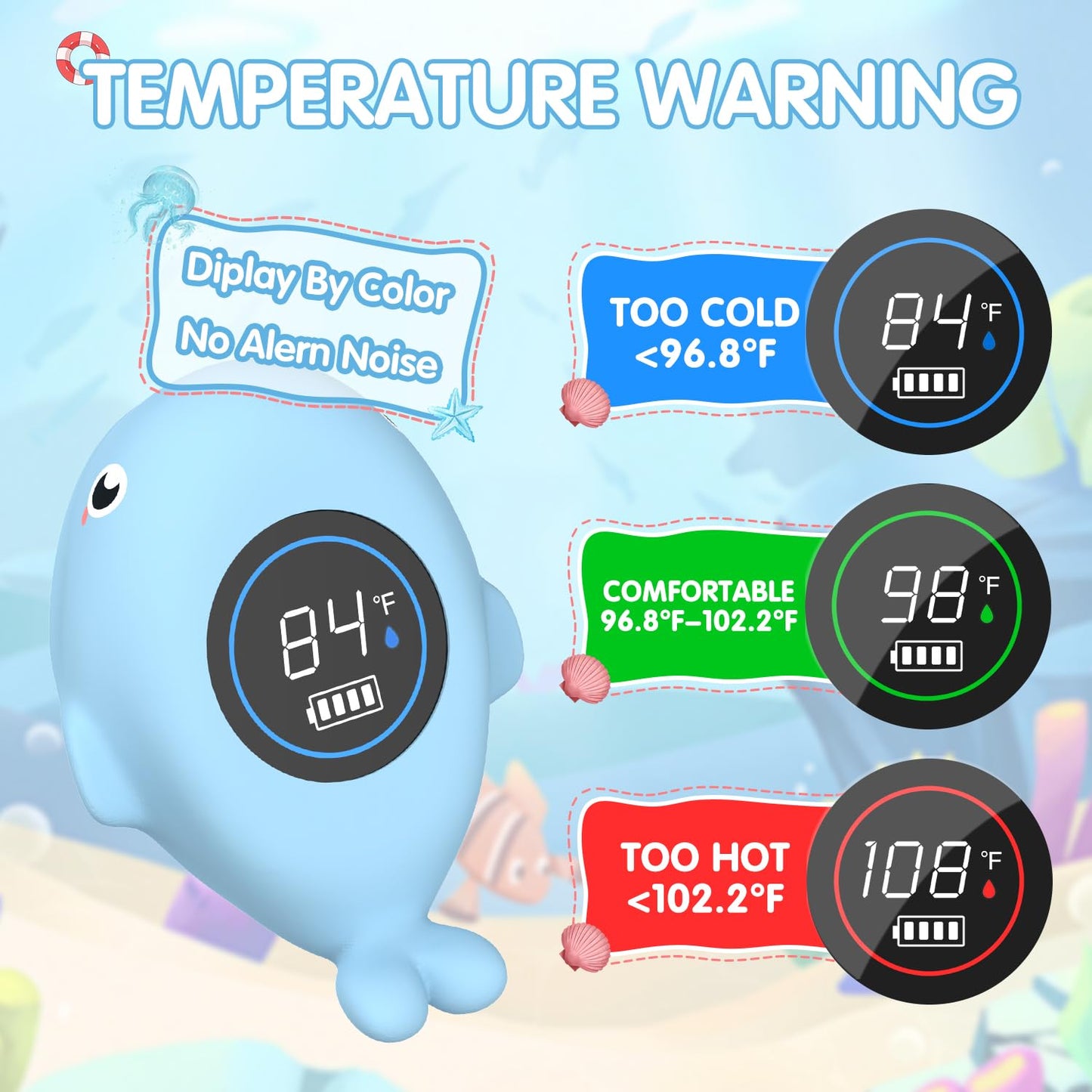 BabyElf Rechargeable Baby Bath Thermometer – Digital Water Thermometer with Safe Temperature Alert, Fast & Accurate Reading for Newborn Infant Toddler, Floating Bath Toy