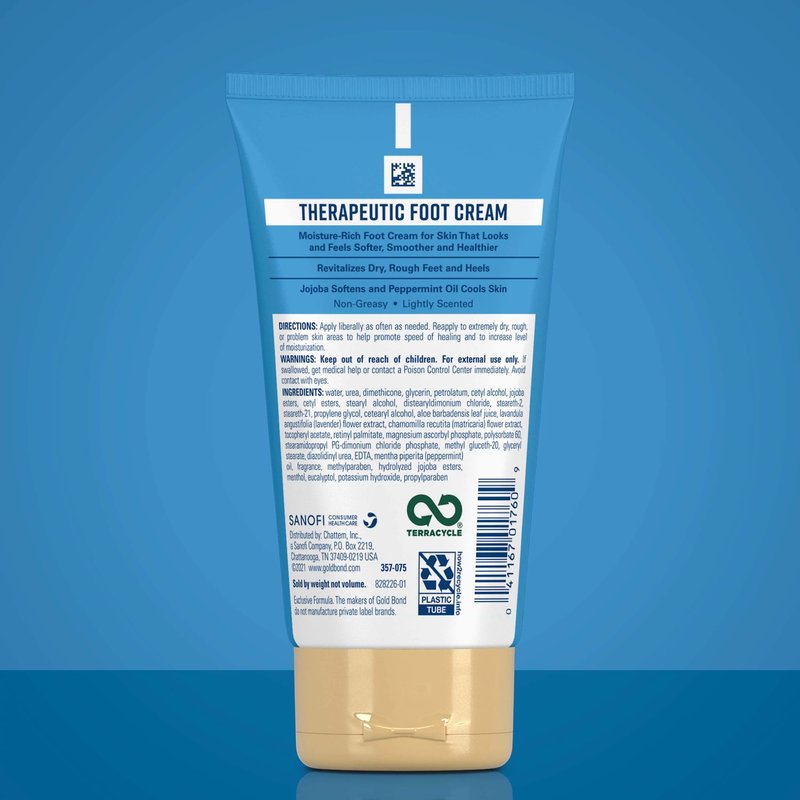 Gold Bond Therapeutic Foot Cream, 4 oz., With Jojoba & Peppermint Oil, Foot Moisturizer- pack of 1