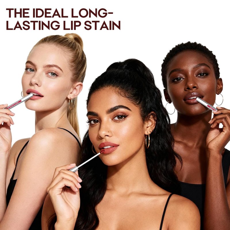 JUNECODE 3Pcs Lip Stain Peel Off Set with Tweezer, Peel Off lip Liner Stain Long Lasting Waterproof, Matte Lip Tattoo Tint Transfer Proof, Highly Pigmented Color Lip Makeup(#809+810+811)