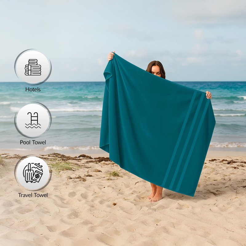 RIVERSIDE Pack of 2 Extra Large Bath Sheets 35 x 70 Inches, 100% Ring Spun Cotton, Hotel Quality, Oversized Bath Towels for Adults, Soft, Highly Absorbent & Quicker to Dry, Teal