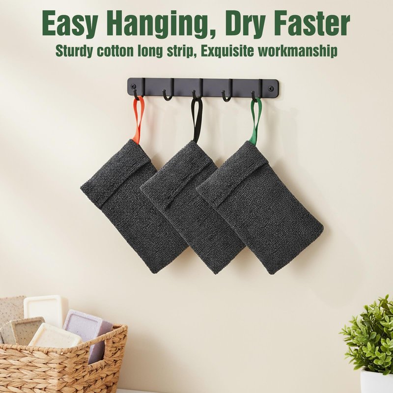 3 Pcs Bar Soap Pouch for Deep Exfoliating, Nylon Exfoliating Soap Bag Saver Body Scrubber Shower Sponge Quick-Dry Mesh Soaps Holder Loofah Foaming Soaps Sock for Shower