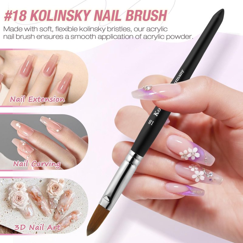 Acrylic Nail Kit – Professional Clear Acrylic Powder and Liquid Set with Nail Brush, Nail Prep Dehydrator and Primer- Beginner-Friendly DIY Kit