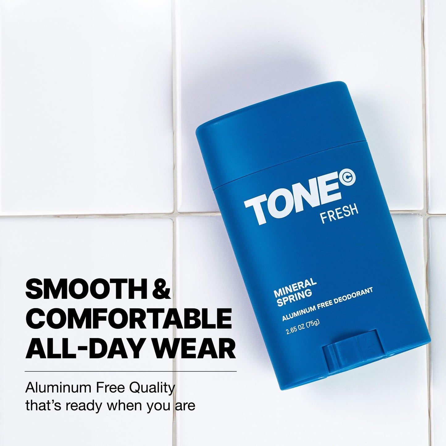 TONE Aluminum Free Deodorant for Men & Women, Fresh, Paraben Free Formula with up to 48-Hour Odor Protection, Dermatologist-Tested, 2.65 oz (4 Pack)