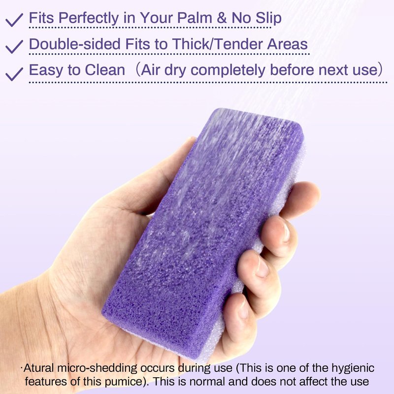 RAQEHO 10 Pumice Stone for Feet - 4.7 x 2 x 1 Inch Double Side Purple Foot Pumice Stone, Foot Filer Pedicura Scrubber for Callus Removal, Foot Care Spa Productos for Dark Elbows Hard Skin Exfoliating