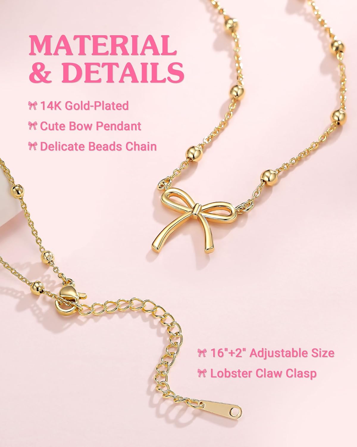 UNGENT THEM You Are Loved - Adorable Bow Necklace for Girls | Perfect Birthday Gift for Ages 8-18