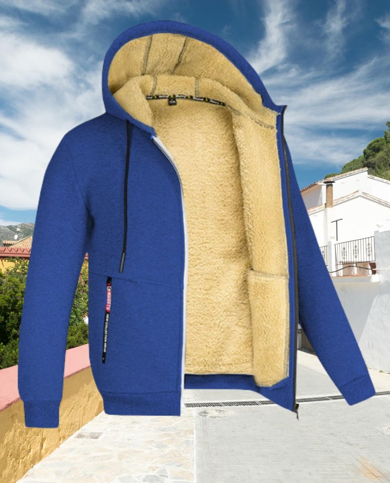 LIZALIG Men's Winter Hoodie Jacket Thickened Fleece-Lined Hooded Coat Cardigan-Style Warm Wear for Fall Season