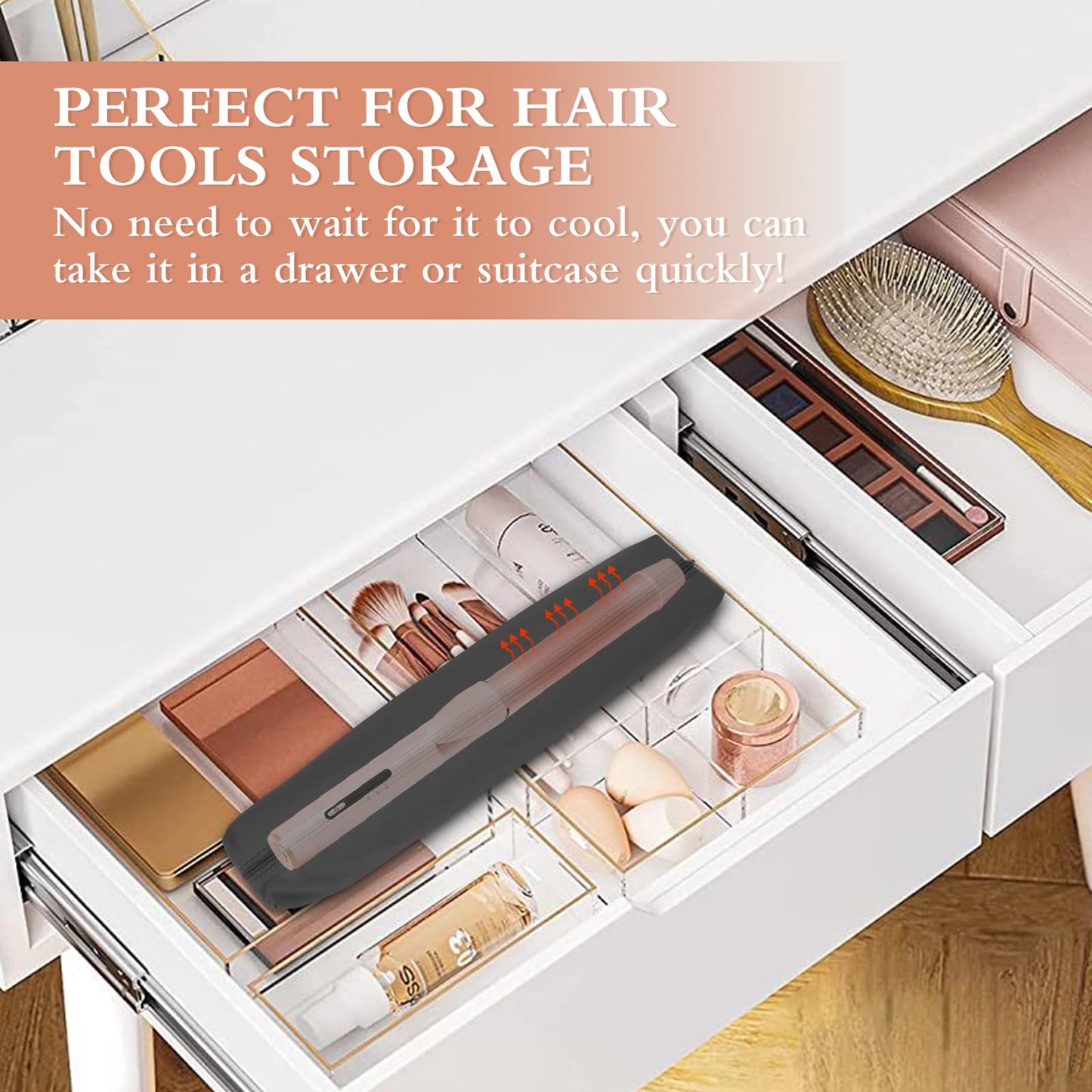 Suafrnut Professional Hot Hair Tools Organizer Bag Portable Travel Heat Resistant Storage Case Pouch for Curling Irons, Flat Irons, Hair Straightener and Styling Tools(17.7" x 3.2"x 3.2")