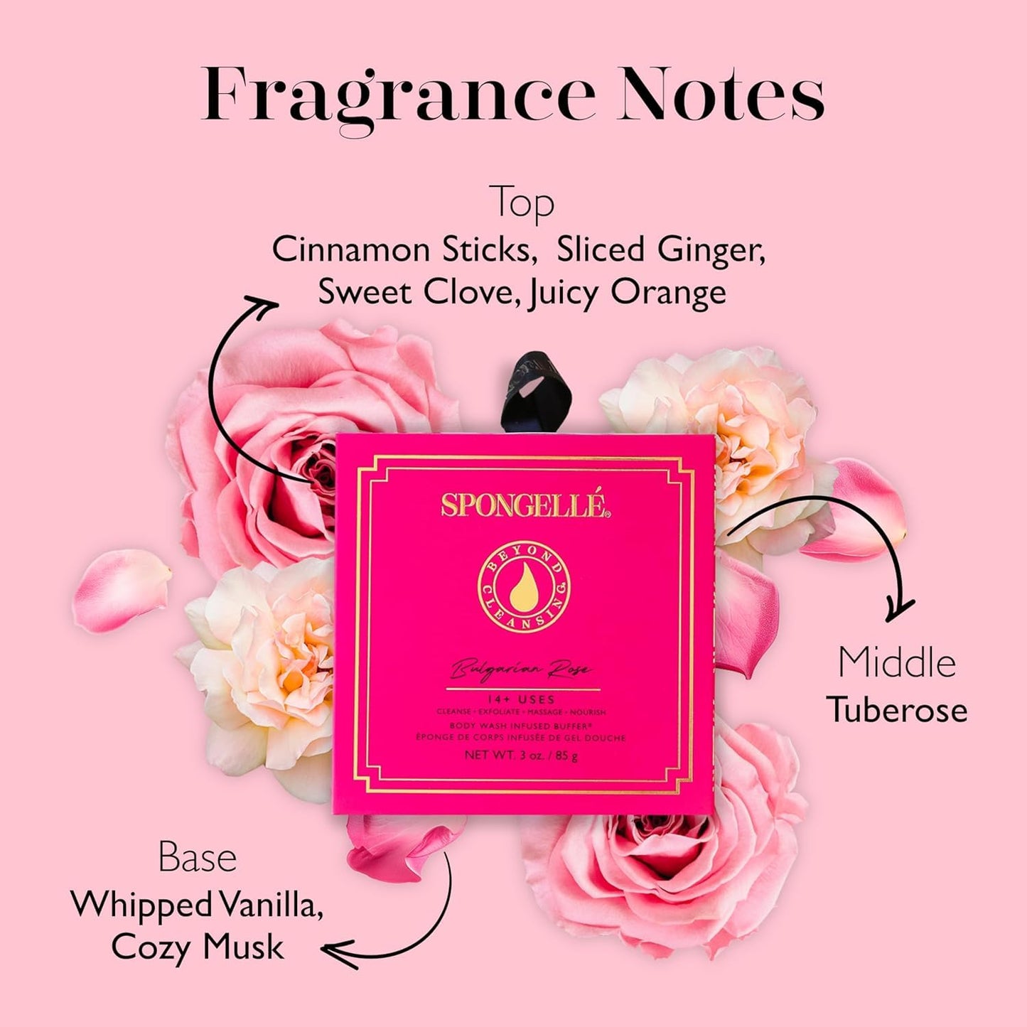 Spongellé Wild Flower Bath Sponge with Box Bundle, Mothers Day Gift | Bulgarian Rose, French Lavender, Freesia Pear | Built-in Body Wash & Body Scrubber, Shower Loofah Sponge for Women | 14+ uses