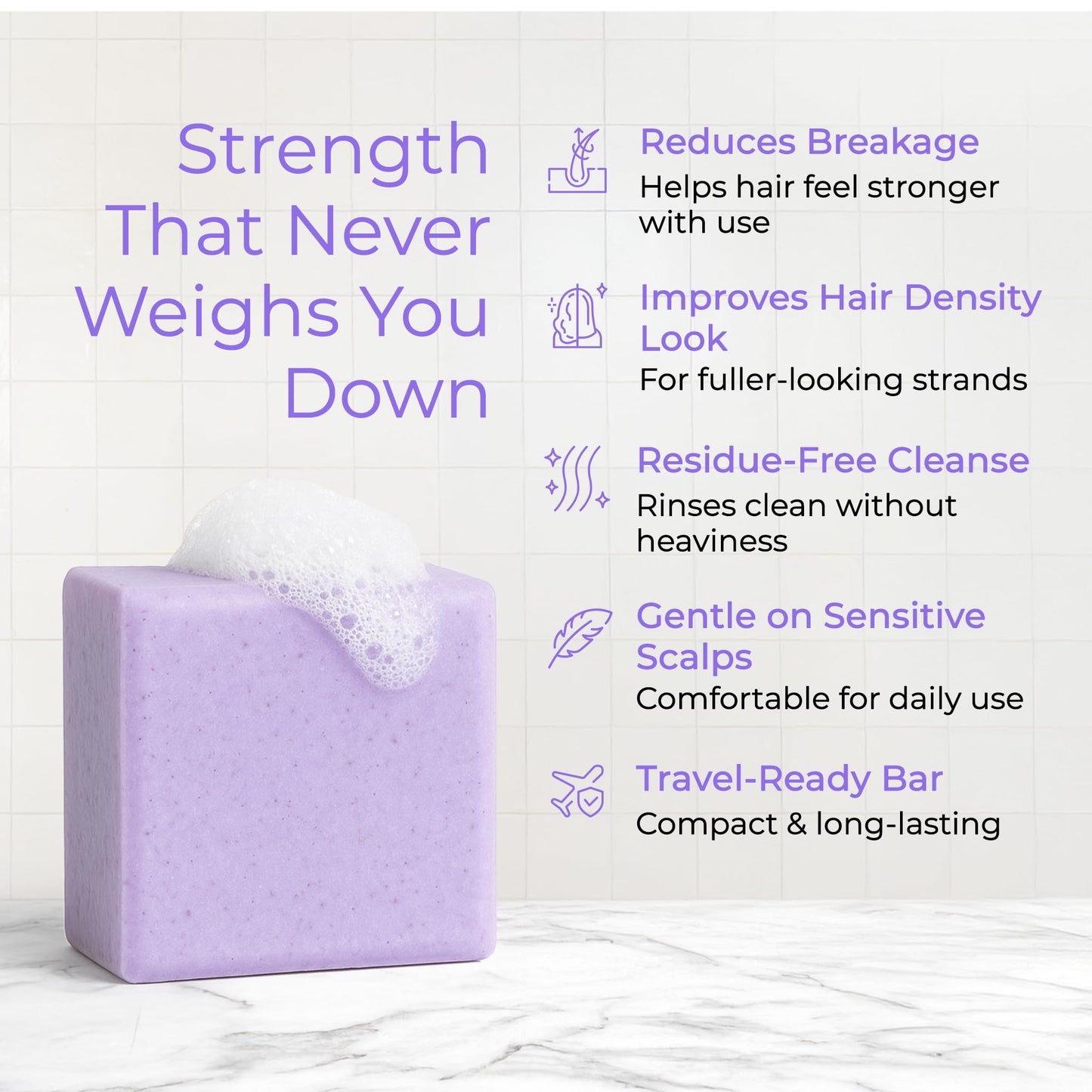 Tree To Tub Rosemary Rice Water Shampoo Bar - Sulfate-Free Strengthening Solid Shampoo with Caffeine & Biotin – Plastic-Free Hair Soap for Thicker-Looking Hair, Natural & Suitable for Sensitive Scalp
