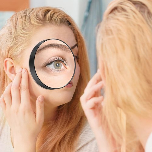 MIYADIVA 40X Magnifying Mirror, 3.5 Inch Round Compact Mirror with Suction Cup, Stainless Steel Tweezers, Perfect for Makeup, Eyebrows, Beards, Travel